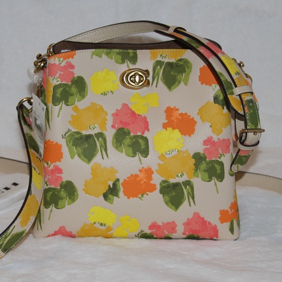 NWT Coach Willow Bucket Bag With Floral Print Leather Purse - Picture 1 of 6
